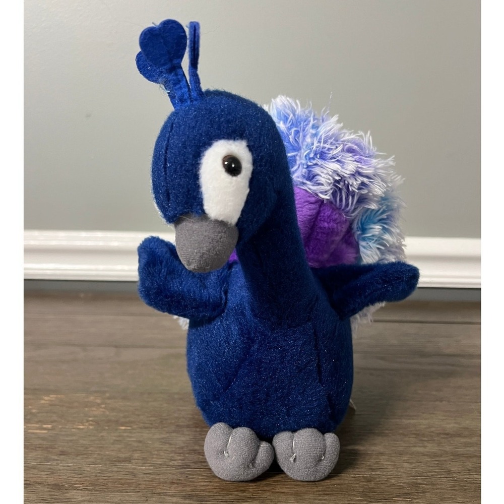 Aurora Destination Nation Peacock Plush Blue Purple Stuffed Animal Toy Bird